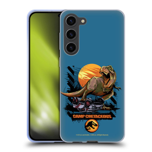 Jurassic World: Camp Cretaceous Dinosaur Graphics Blue Soft Gel Case for Samsung Galaxy S23+ 5G