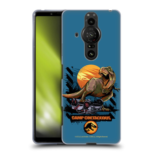 Jurassic World: Camp Cretaceous Dinosaur Graphics Blue Soft Gel Case for Sony Xperia Pro-I