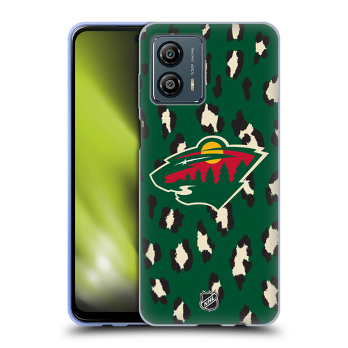 NHL Minnesota Wild Leopard Patten Soft Gel Case for Motorola Moto G53 5G