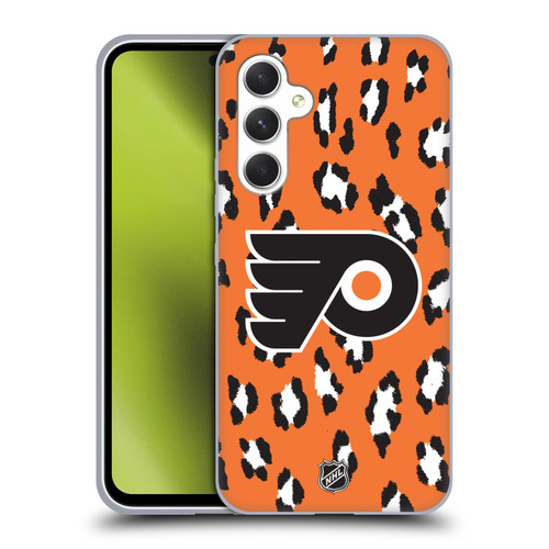 NHL Philadelphia Flyers Leopard Pattern Soft Gel Case for Samsung Galaxy A54 5G