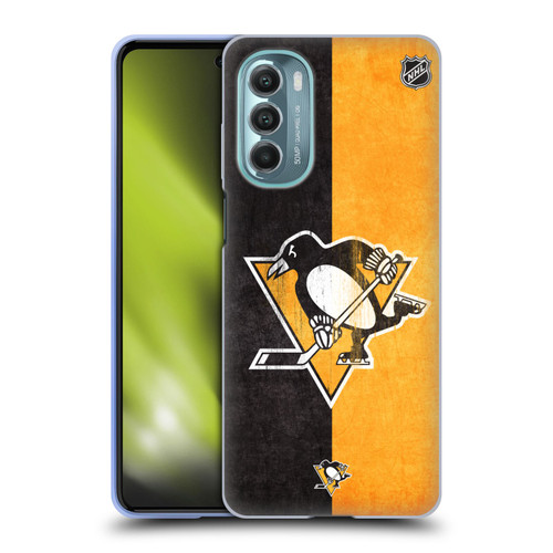 NHL Pittsburgh Penguins Half Distressed Soft Gel Case for Motorola Moto G Stylus 5G (2022)