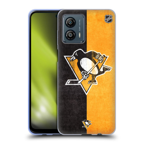 NHL Pittsburgh Penguins Half Distressed Soft Gel Case for Motorola Moto G53 5G