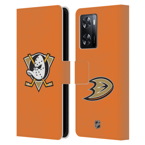 NHL Anaheim Ducks Plain Leather Book Wallet Case Cover For OPPO A57s