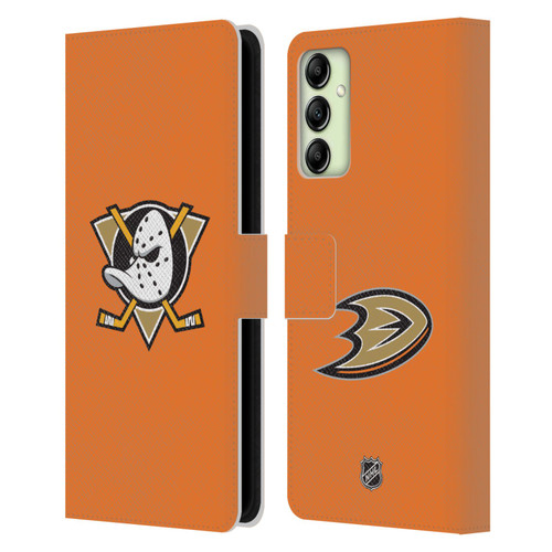 NHL Anaheim Ducks Plain Leather Book Wallet Case Cover For Samsung Galaxy A14 5G