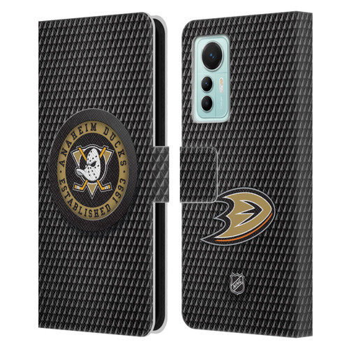 NHL Anaheim Ducks Puck Texture Leather Book Wallet Case Cover For Xiaomi 12 Lite