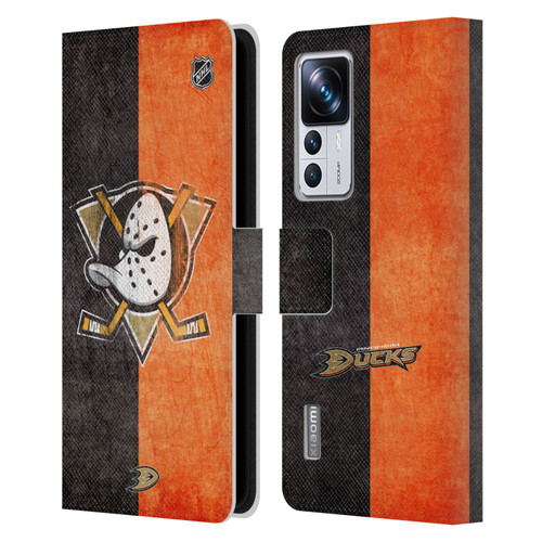 NHL Anaheim Ducks Half Distressed Leather Book Wallet Case Cover For Xiaomi 12T Pro