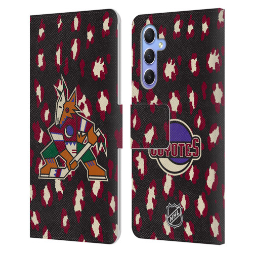 NHL Arizona Coyotes Leopard Patten Leather Book Wallet Case Cover For Samsung Galaxy A34 5G