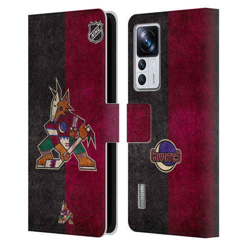 NHL Arizona Coyotes Half Distressed Leather Book Wallet Case Cover For Xiaomi 12T Pro