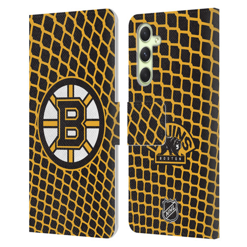 NHL Boston Bruins Net Pattern Leather Book Wallet Case Cover For Samsung Galaxy A54 5G