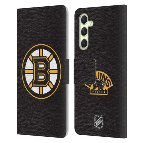 NHL Boston Bruins Plain Leather Book Wallet Case Cover For Samsung Galaxy A54 5G