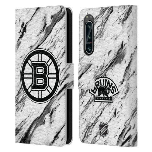 NHL Boston Bruins Marble Leather Book Wallet Case Cover For Sony Xperia 5 IV
