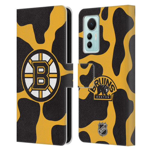 NHL Boston Bruins Cow Pattern Leather Book Wallet Case Cover For Xiaomi 12 Lite