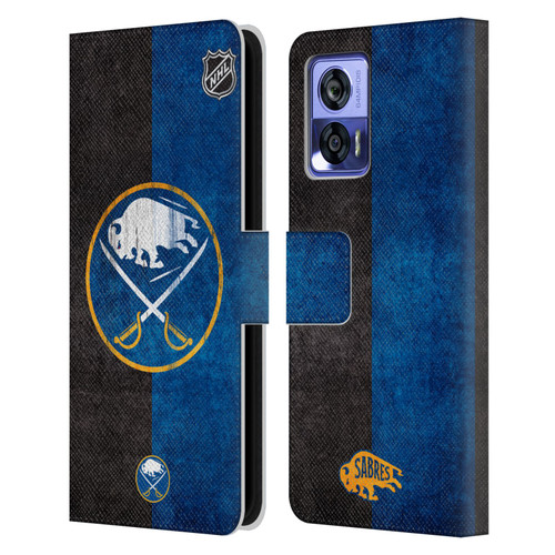 NHL Buffalo Sabres Half Distressed Leather Book Wallet Case Cover For Motorola Edge 30 Neo 5G