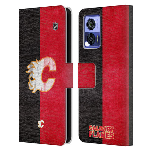 NHL Calgary Flames Half Distressed Leather Book Wallet Case Cover For Motorola Edge 30 Neo 5G