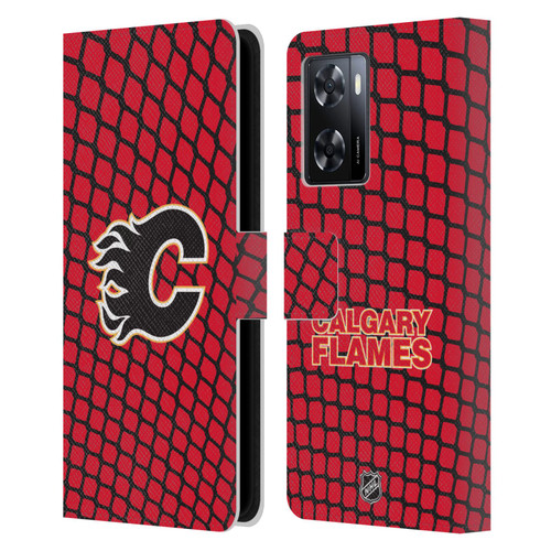 NHL Calgary Flames Net Pattern Leather Book Wallet Case Cover For OPPO A57s