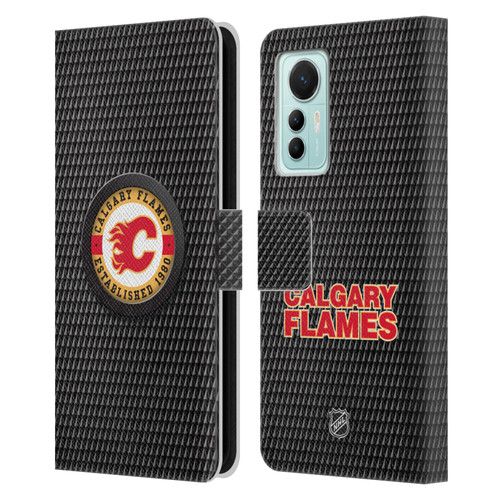 NHL Calgary Flames Puck Texture Leather Book Wallet Case Cover For Xiaomi 12 Lite