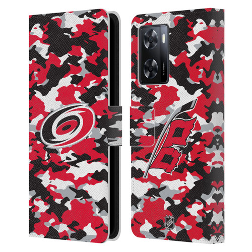 NHL Carolina Hurricanes Camouflage Leather Book Wallet Case Cover For OPPO A57s