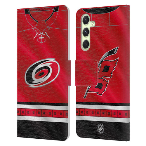 NHL Carolina Hurricanes Jersey Leather Book Wallet Case Cover For Samsung Galaxy A54 5G