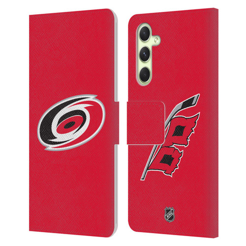 NHL Carolina Hurricanes Plain Leather Book Wallet Case Cover For Samsung Galaxy A54 5G