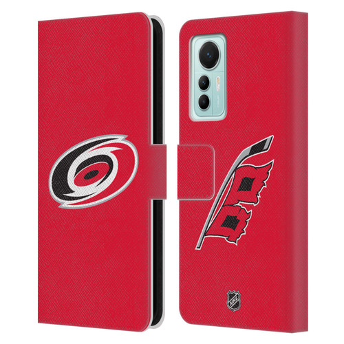 NHL Carolina Hurricanes Plain Leather Book Wallet Case Cover For Xiaomi 12 Lite