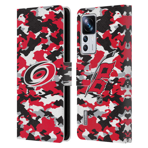NHL Carolina Hurricanes Camouflage Leather Book Wallet Case Cover For Xiaomi 12T Pro