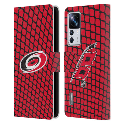 NHL Carolina Hurricanes Net Pattern Leather Book Wallet Case Cover For Xiaomi 12T Pro