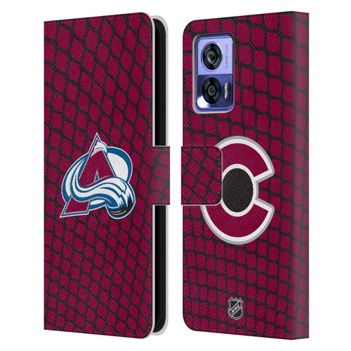 NHL Colorado Avalanche Net Pattern Leather Book Wallet Case Cover For Motorola Edge 30 Neo 5G