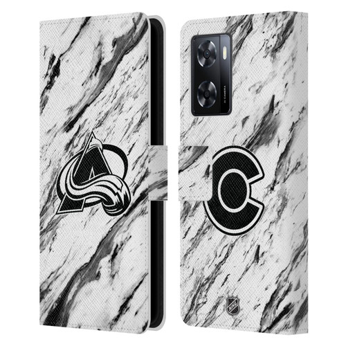 NHL Colorado Avalanche Marble Leather Book Wallet Case Cover For OPPO A57s