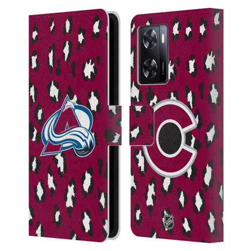 NHL Colorado Avalanche Leopard Patten Leather Book Wallet Case Cover For OPPO A57s