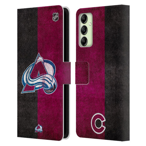 NHL Colorado Avalanche Half Distressed Leather Book Wallet Case Cover For Samsung Galaxy A14 5G