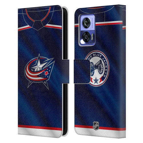 NHL Columbus Blue Jackets Jersey Leather Book Wallet Case Cover For Motorola Edge 30 Neo 5G
