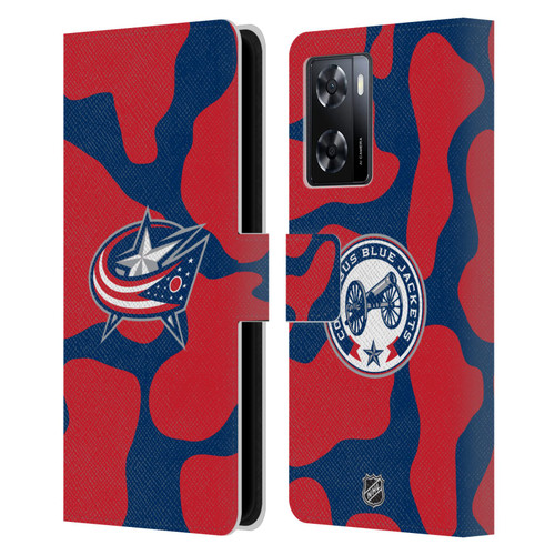 NHL Columbus Blue Jackets Cow Pattern Leather Book Wallet Case Cover For OPPO A57s