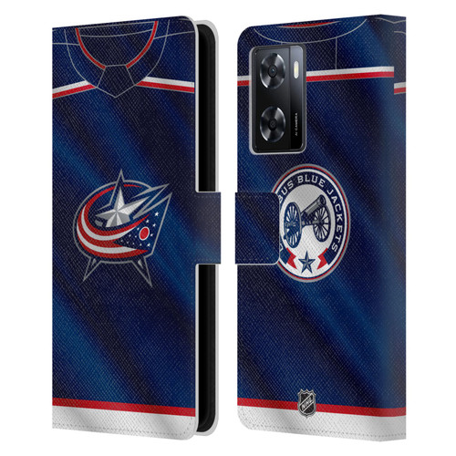 NHL Columbus Blue Jackets Jersey Leather Book Wallet Case Cover For OPPO A57s