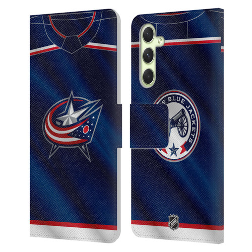 NHL Columbus Blue Jackets Jersey Leather Book Wallet Case Cover For Samsung Galaxy A54 5G