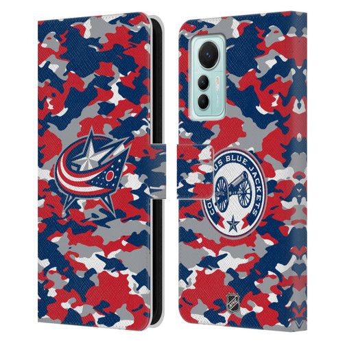 NHL Columbus Blue Jackets Camouflage Leather Book Wallet Case Cover For Xiaomi 12 Lite