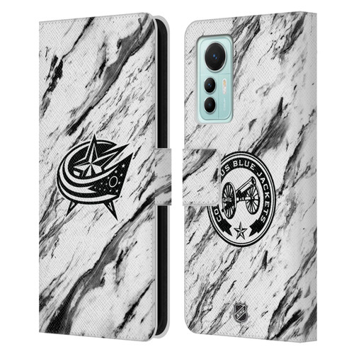 NHL Columbus Blue Jackets Marble Leather Book Wallet Case Cover For Xiaomi 12 Lite