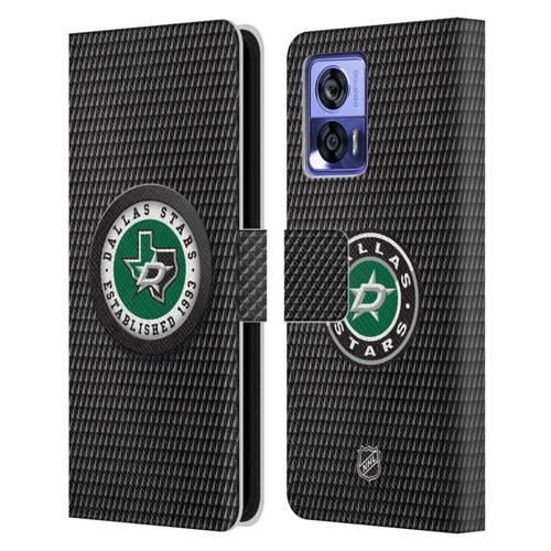 NHL Dallas Stars Puck Texture Leather Book Wallet Case Cover For Motorola Edge 30 Neo 5G