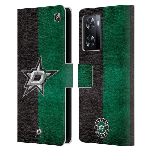 NHL Dallas Stars Half Distressed Leather Book Wallet Case Cover For OPPO A57s