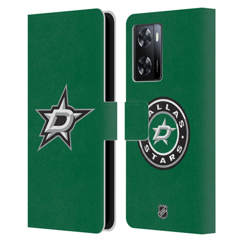 NHL Dallas Stars Plain Leather Book Wallet Case Cover For OPPO A57s