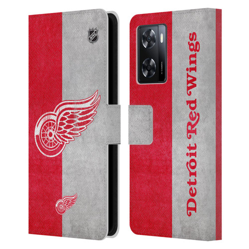 NHL Detroit Red Wings Half Distressed Leather Book Wallet Case Cover For OPPO A57s