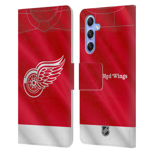 NHL Detroit Red Wings Jersey Leather Book Wallet Case Cover For Samsung Galaxy A34 5G