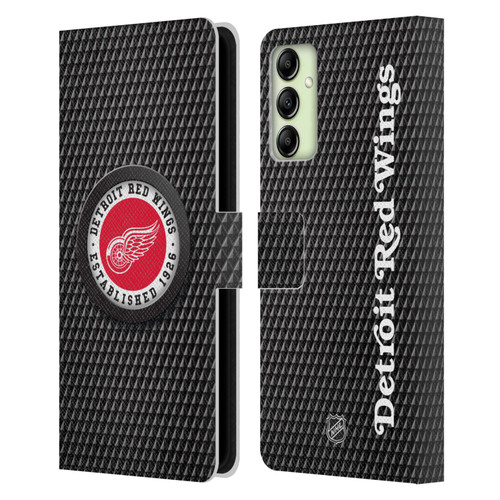 NHL Detroit Red Wings Puck Texture Leather Book Wallet Case Cover For Samsung Galaxy A14 5G