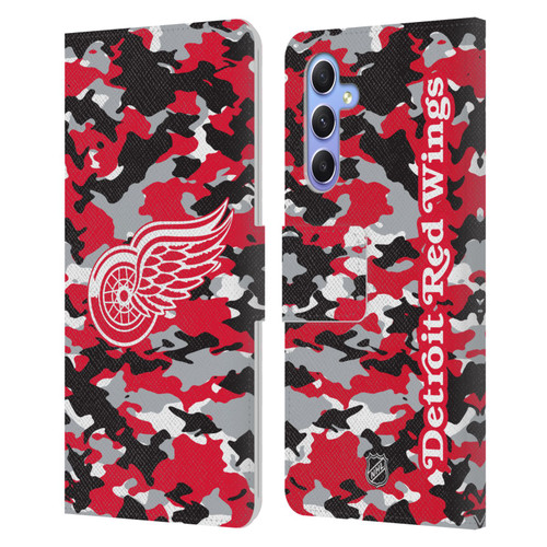 NHL Detroit Red Wings Camouflage Leather Book Wallet Case Cover For Samsung Galaxy A34 5G