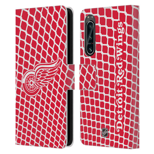 NHL Detroit Red Wings Net Pattern Leather Book Wallet Case Cover For Sony Xperia 5 IV