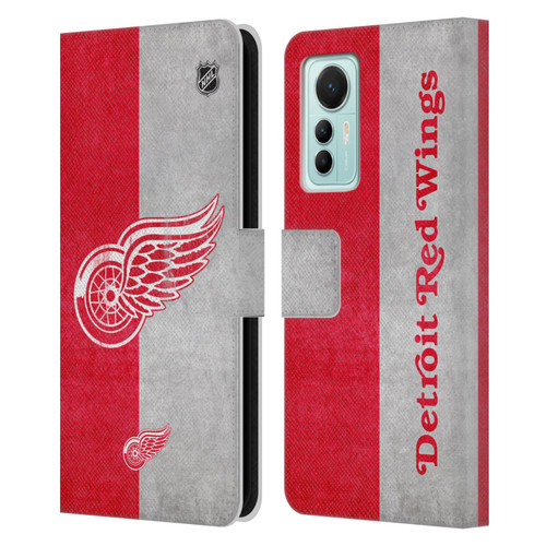 NHL Detroit Red Wings Half Distressed Leather Book Wallet Case Cover For Xiaomi 12 Lite