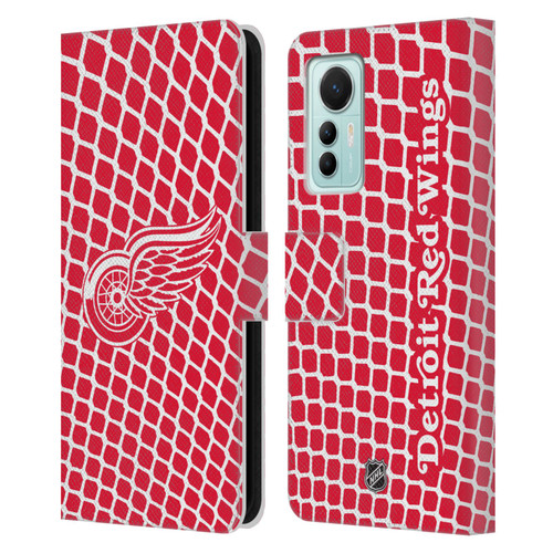 NHL Detroit Red Wings Net Pattern Leather Book Wallet Case Cover For Xiaomi 12 Lite