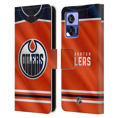 NHL Edmonton Oilers Jersey Leather Book Wallet Case Cover For Motorola Edge 30 Neo 5G