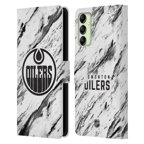 NHL Edmonton Oilers Marble Leather Book Wallet Case Cover For Samsung Galaxy A14 5G
