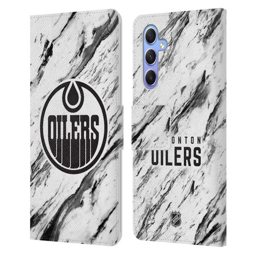 NHL Edmonton Oilers Marble Leather Book Wallet Case Cover For Samsung Galaxy A34 5G