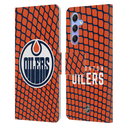 NHL Edmonton Oilers Net Pattern Leather Book Wallet Case Cover For Samsung Galaxy A34 5G